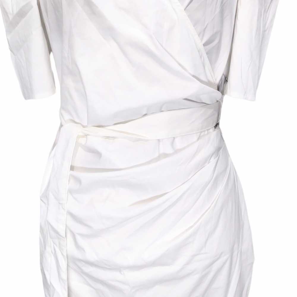 NY & Co. New Puff Sleeve White Poplin Wrap Dress Small - Picture 4 of 12